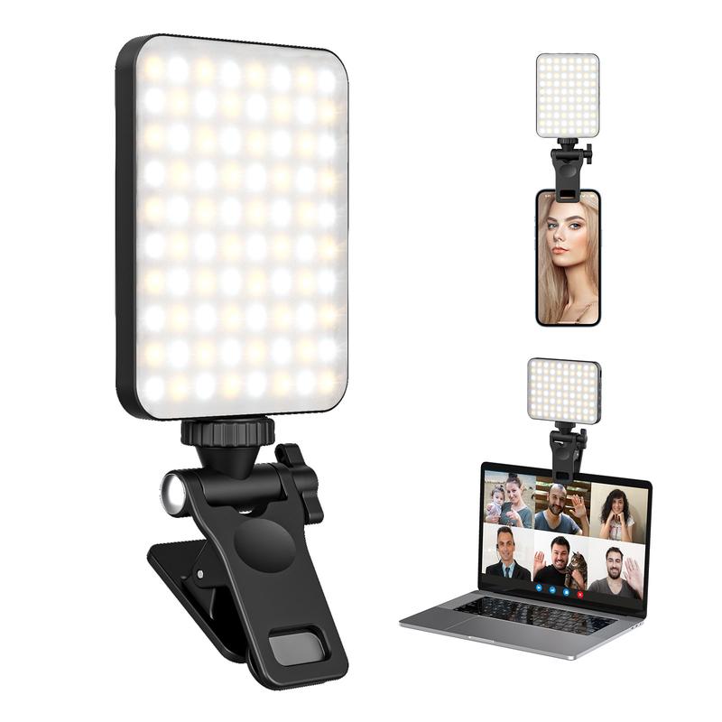 Rechargeable Selfie Light, Clip Fill Light for Phone Laptop Tablet Portable Light for Video Conference Live Streaming Zoom Call Makeup Picture (Black)