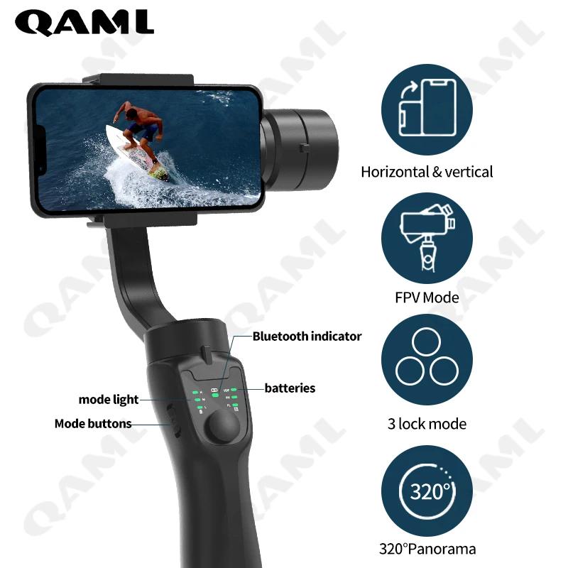 F8 3-Axis Handheld Gimbal Phone Stabilizer Smartphone Tripod Cellphone holder for iPhone Android Mobile video Record Accessories Compact、selfie、bluetooth、recording、mount。 Button Handle