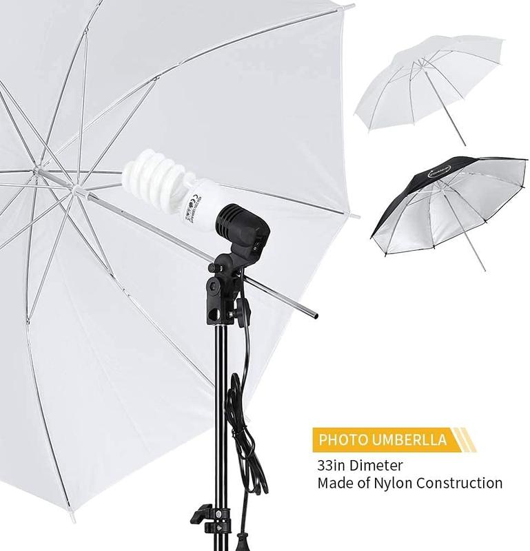 Photography Lighting, 6.5ft x 10ft Backdrop Stand and Umbrellas Continuous Lighting Kit for Photo Studio Product, Portrait and Video Shoot Photography