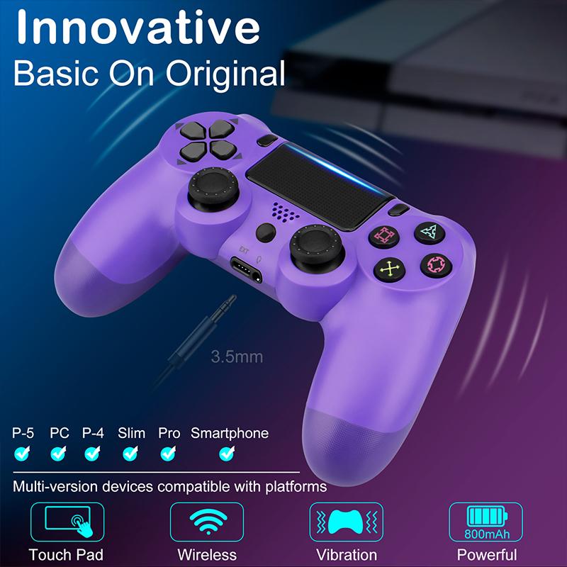 PS4 PC Controller Compatible with PS4 Slim Pro and Windows PC,Playstation 4 Controller with High Capacity Battery Dual Vibration Multi Touch Pad 3.5mm Audio Jack,Wireless Remote Many Colors for You,Blue,White,Purple and So On