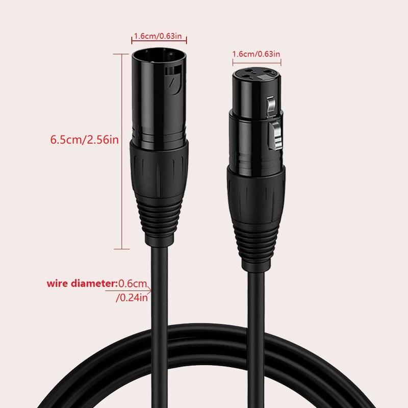 XLR Microphone Cable, XLR M F 3-pin Audio Cable Line, Multipurpose Auxiliary Cable Compatibility with Sound Mixer, SM Microphone, Speaker