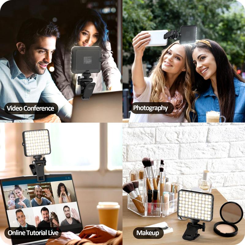 Rechargeable Selfie Light, Clip Fill Light for Phone Laptop Tablet Portable Light for Video Conference Live Streaming Zoom Call Makeup Picture (Black)