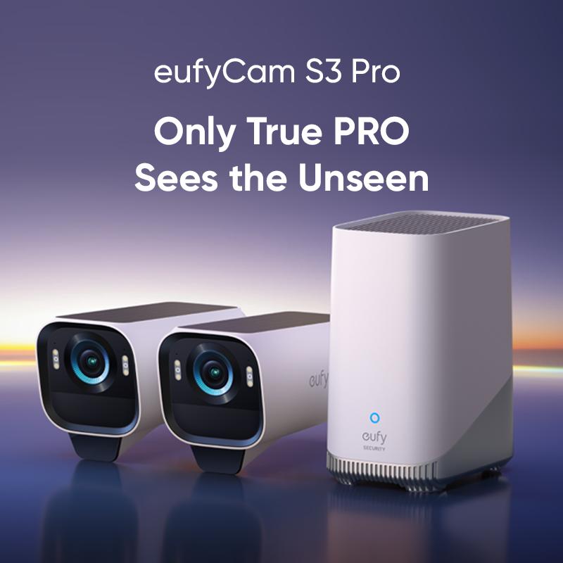 eufyCam S3 Pro 2-Cam Kit, Solar Camera Outdoor Wireless, MaxColor Night Vision, 4K Security Camera with Solar Panel, Forever Power 2.0, Face Recognition AI, Expandable Local Storage, No Monthly Fee