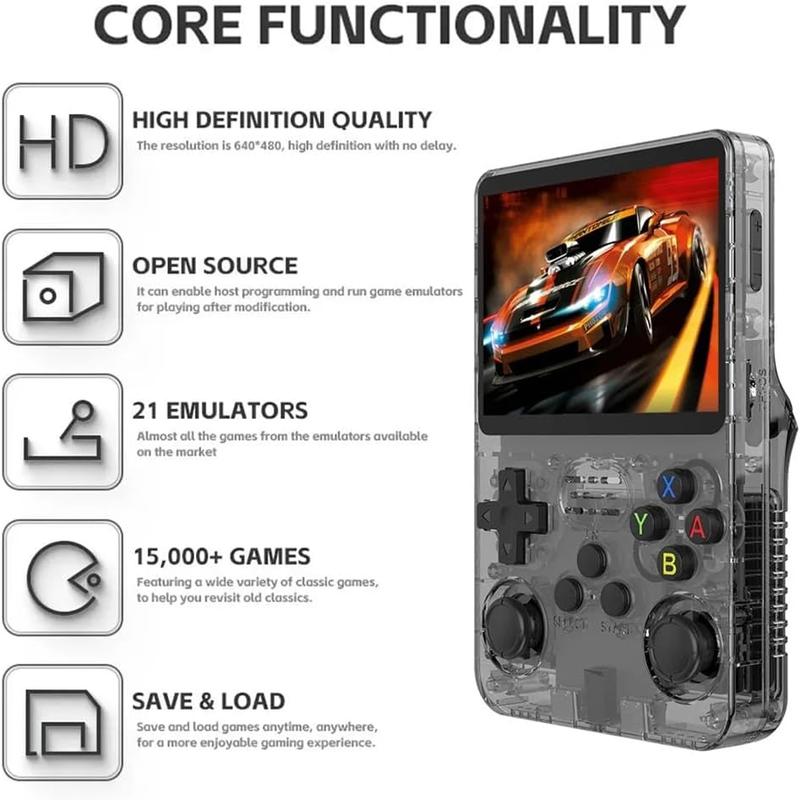 [Tech Paradise]R36S Retro Video Handheld Game Console Linux System 3.5 in IPS Screen Built in 2500mAH Battery 32G+64G TF Card Preinstalled Gamess