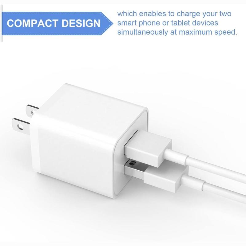 12W USB Wall Charger, 4 Count 2.4A 5V Dual Port USB Cube Power Adapter Charger Plug Block, Charging Box Brick for iPhone Samsung LG Moto Android Phones