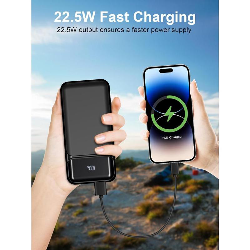 Power-Bank-Portable-Charger 49800mAh Portable Phone Charger Power Bank with 3 Built-in Cable(USB-C, iOS, USB-A), 22.5W Fast Charging LED Display External Battery Pack for iPhone Android Samsung, etc