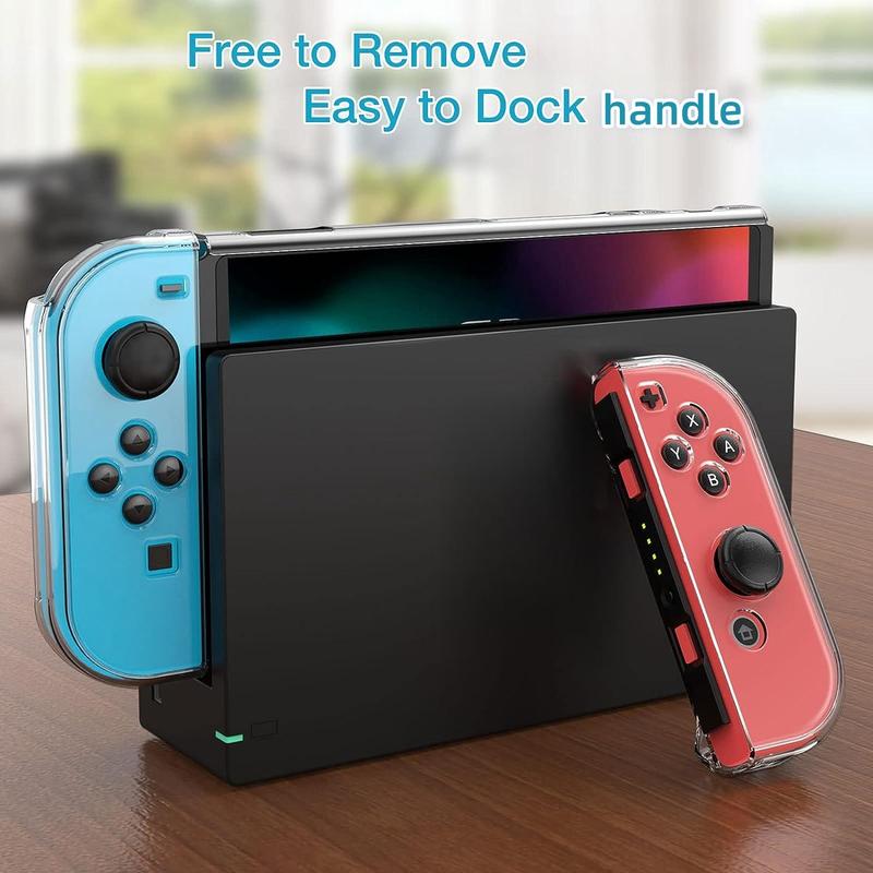 Switch Accessories, Including Detachable Console Cover, Screen Tempered Glass & 6 Keycaps, Gamepad Storage Protective Case for Switch, Summer Fathers Day Gift