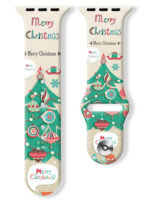 Cartoon Christmas Pattern Silicone Watch Band, Cute Watch Strap for Women & Men, Wearable Accessories Compatible with Apple Watch Series