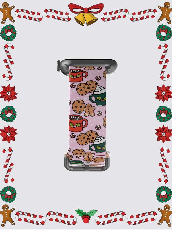 Cartoon Gingerbread Man Pattern Watch Band, Cute Fashion Silicone Watch Strap for Women & Men, Soft Breathable Replacement Watch Band for Apple Watch Se 9 8 7 6 5  4 3 2 1 38mm 40mm 41mm 45mm 44mm 42mm 49mm