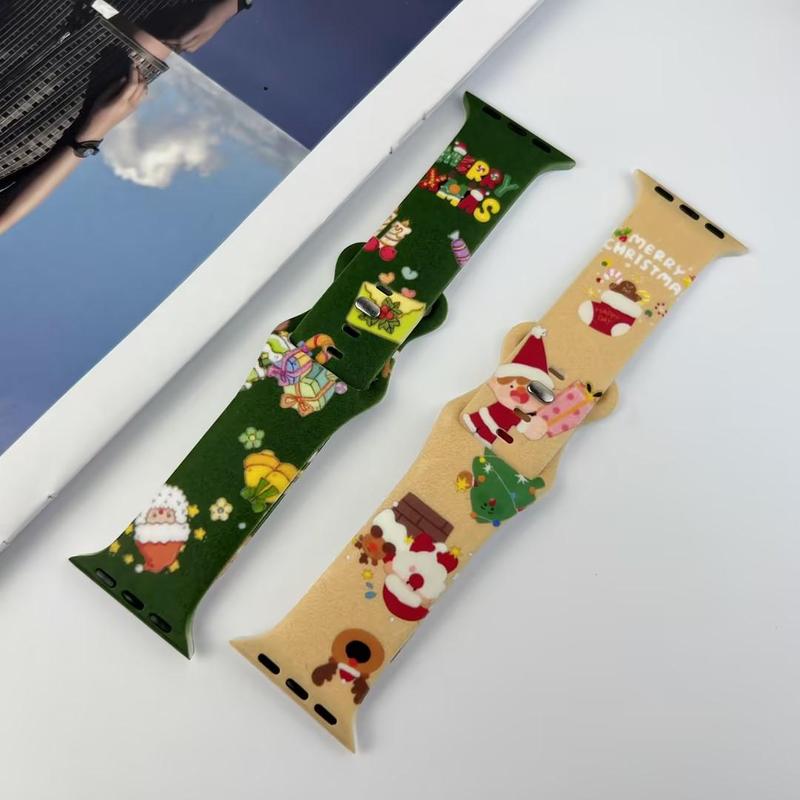 Cartoon Christmas Pattern Watch Band, 1 Count Fashionable Silicone Watch Band for iWatch Series 38mm to 49mm, Smart Watch Accessories