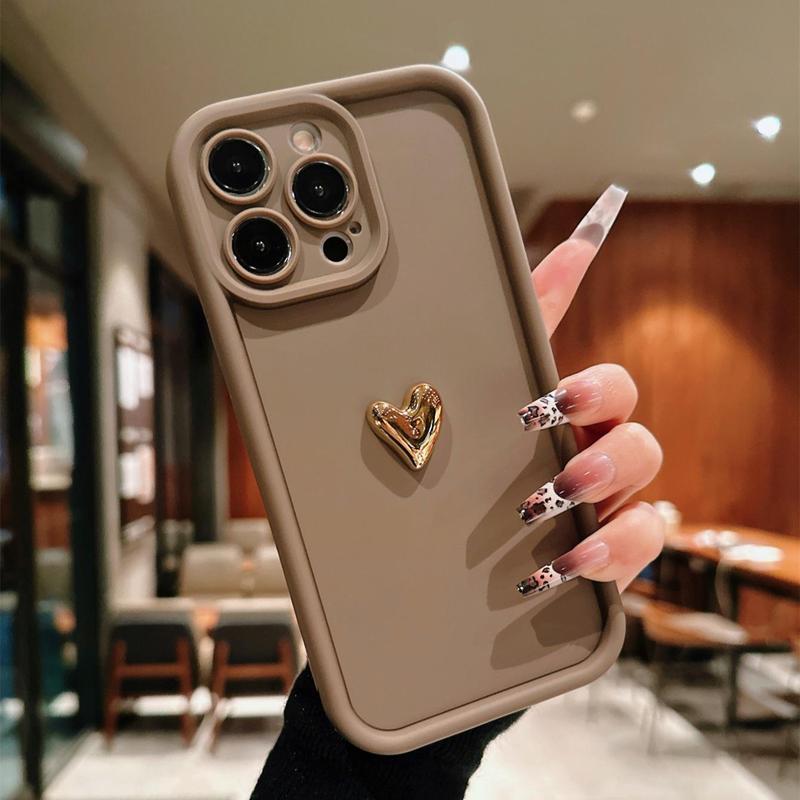 Heart Pattern Phone Case, 1 Count Anti-drop Phone Protective Case, Total Protective Shockproof Mobile Phone Cover for iPhone 11 12 13 14 15 16 Series