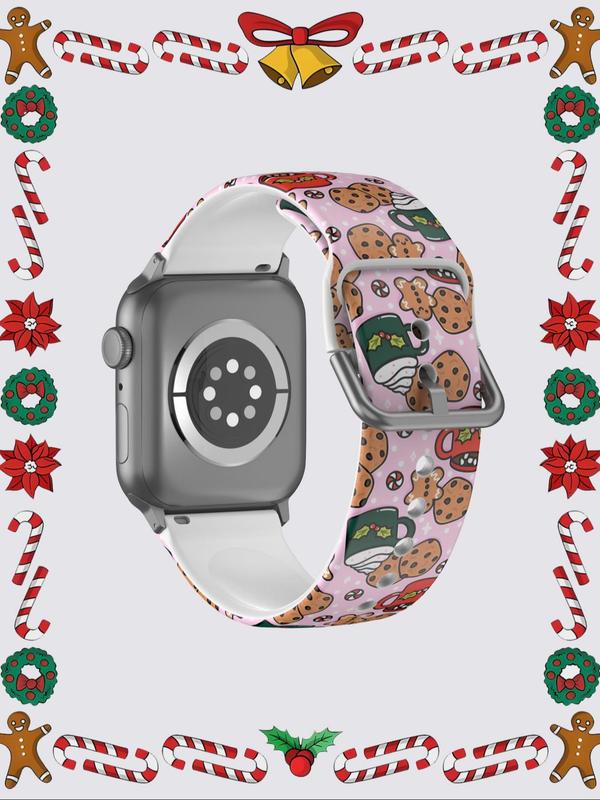 Cartoon Gingerbread Man Pattern Watch Band, Cute Fashion Silicone Watch Strap for Women & Men, Soft Breathable Replacement Watch Band for Apple Watch Se 9 8 7 6 5  4 3 2 1 38mm 40mm 41mm 45mm 44mm 42mm 49mm