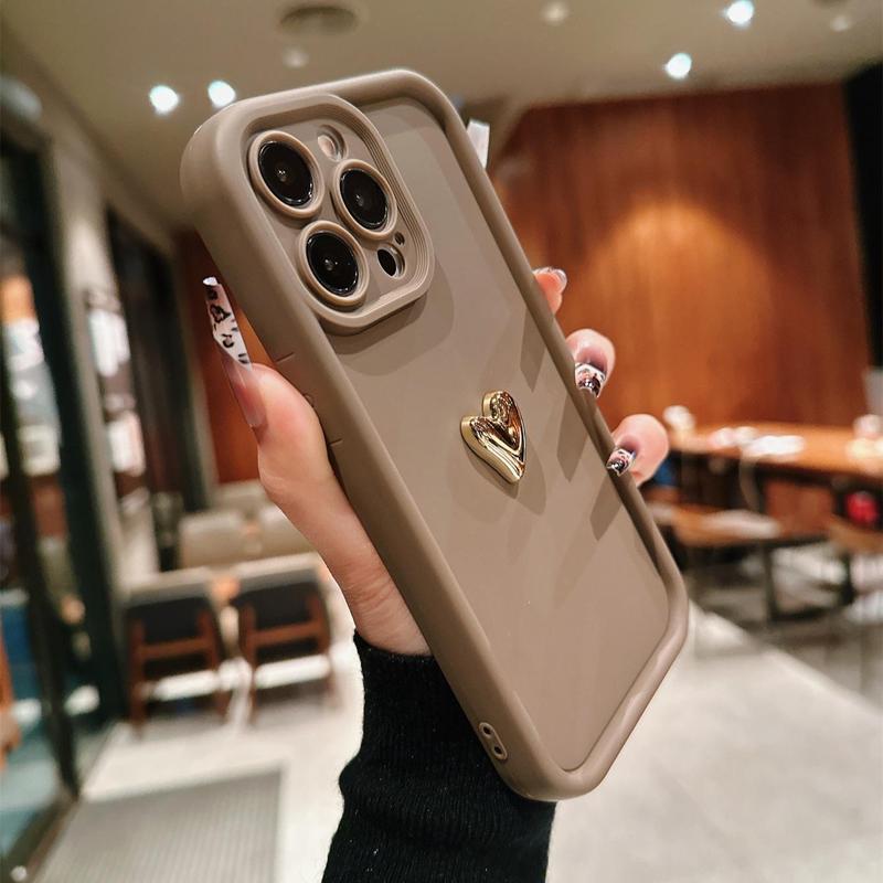 Heart Pattern Phone Case, 1 Count Anti-drop Phone Protective Case, Total Protective Shockproof Mobile Phone Cover for iPhone 11 12 13 14 15 16 Series