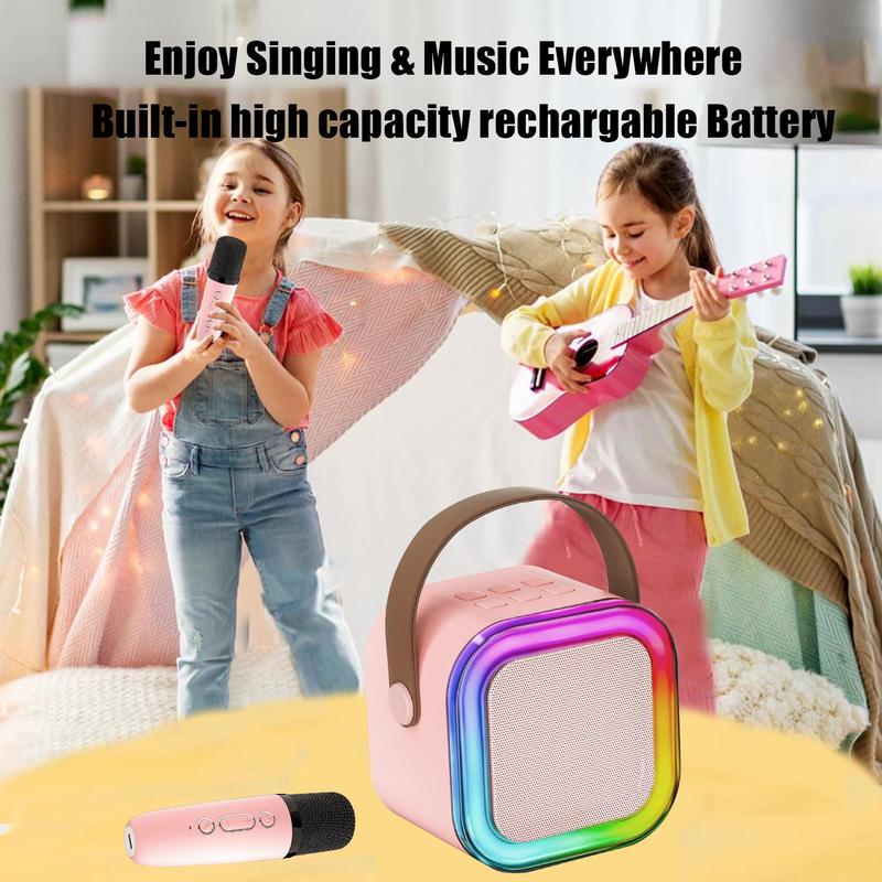 Wireless Microphone & Speaker Set, 1 Set Portable Karaoke Speaker with 2 Counts Wireless Mic, Bluetooth-compatible-compatible Speaker for Party