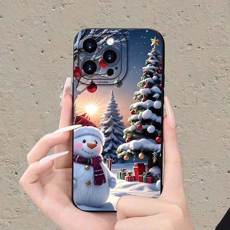 Cartoon Snowman Pattern Phone Case, Anti-drop Cellphone Protective Case, Total Protective Shockproof Mobile Phone Cover for iPhone 16 15 14 13 12 Pro Max