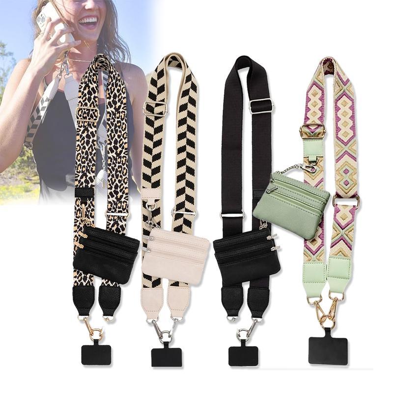 Phone Strap Crossbody Pouch Detachable Clip and Go Strap for Phone portable adjustable with Wallet Crossbody Durable Multi-color smartphonematching Accessories，Gift for mothers and women Mobile Leopard Cellphone