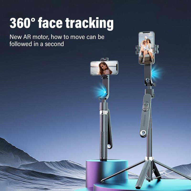 360-Degree Tripod Rotating Selfie Stick, 4-Axis Scalable Selfie Stick with Remote control, Phone Tripod, Portable Gesture Recognition Anti-shake Selfie Stick for Travel, Tripod for iPhone, Phone Accessories, Stocking Fillers Gift