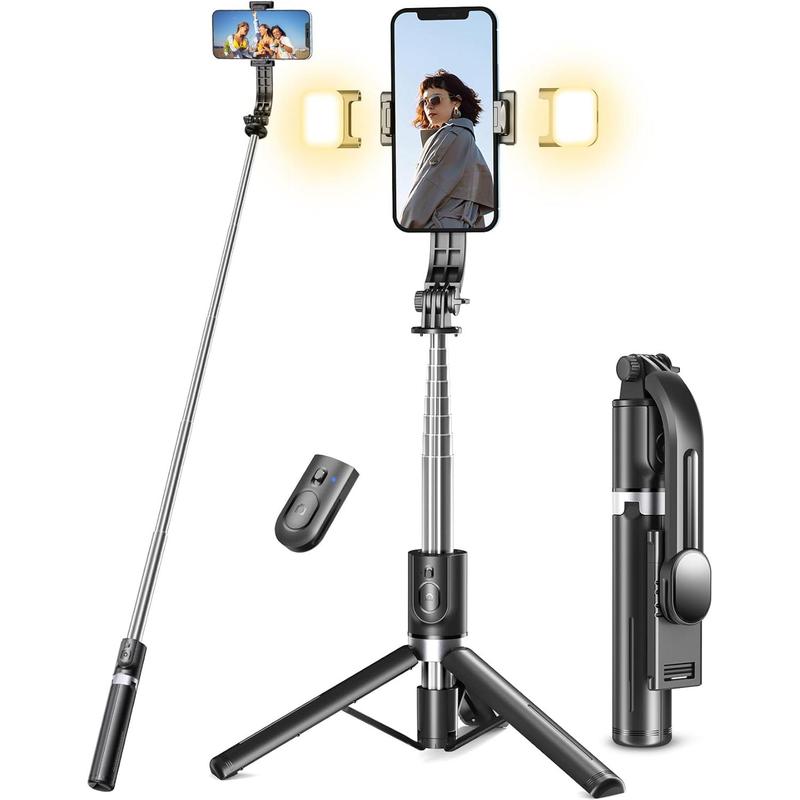 Selfie Stick Tripod with Light, 45'' Selfie Stick with Wireless Remote, Portable Phone Tripod Compatible with iPhone 15 Pro Max 15 14 Pro 14 13, Samsung S22  S23 Ultra Android Smartphone