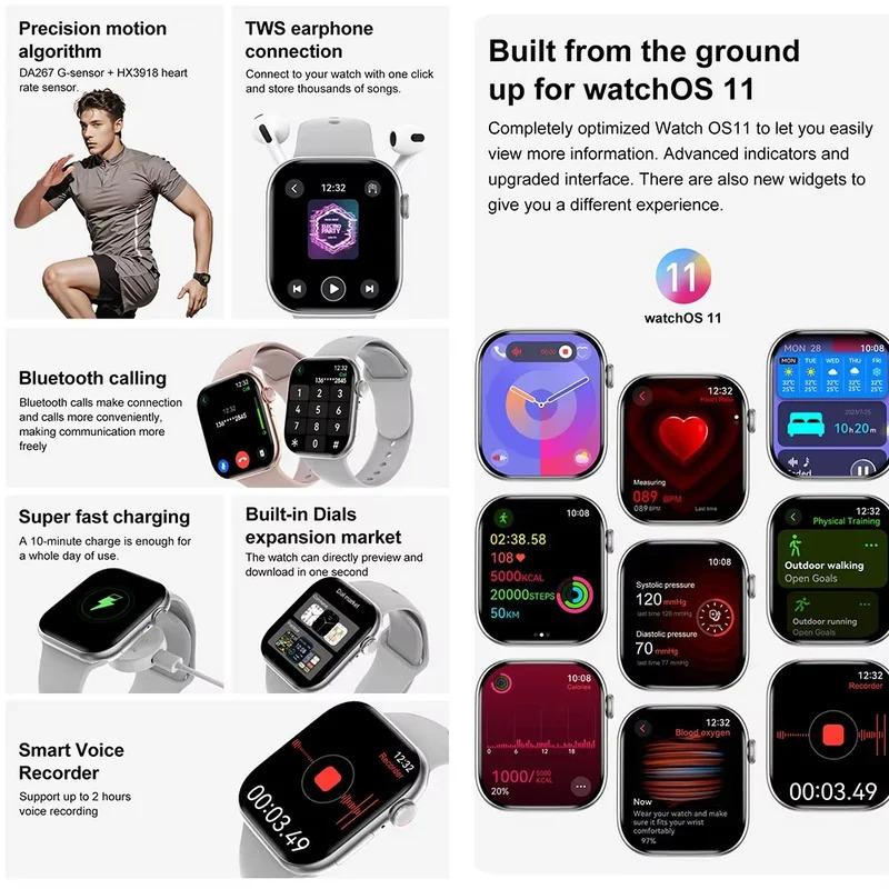 2024 New For Apple DT Watch 10 Smart Watch Men HD AMOLED 4GB Memory Music 3D Surround Bluetooth Call Waterproof Smartwatch Woman