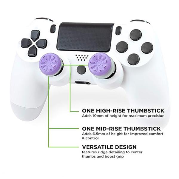 KontrolFreek FPS Freek Galaxy Purple for PlayStation 4 (PS4) and PlayStation 5 (PS5) | Performance Thumbsticks | 1 High-Rise, 1 Mid-Rise | Purple Games Rubber