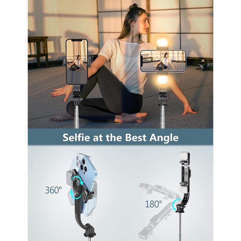 Selfie Stick Tripod with Light, 45'' Selfie Stick with Wireless Remote, Portable Phone Tripod Compatible with iPhone 15 Pro Max 15 14 Pro 14 13, Samsung S22  S23 Ultra Android Smartphone