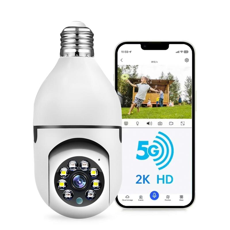 Light Bulb Security Camera, 5G&2.4 WiFi, 3MP HD, Infrared Night Vision, Pan Tilt, 2-Way Audio, Human Detection bulb camera