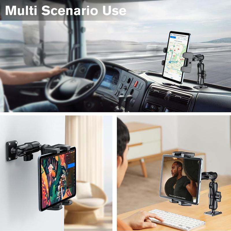 Tablet Mount for Truck - Heavy Duty Drill Base - Tablet Holder for  Dashboard, iPad Holder for All 5