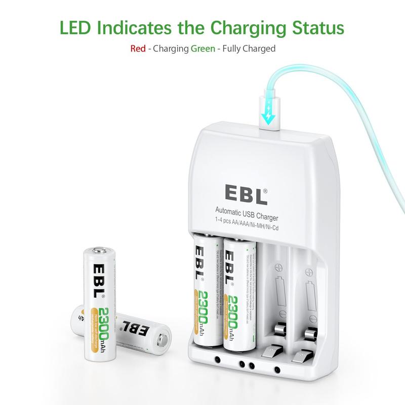 EBL AA AAA Rechargeable Batteries with 916 Charger Combo