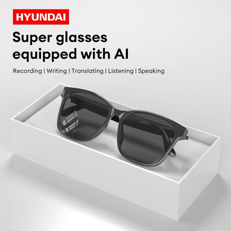 HYUNDAI C8 AI Headset Smart Glasses, Electronic Wireless Headphones Smart Glasses for Listening To Music & Calling, Support 75 Languages BT Translation & Meeting Summary Glasses