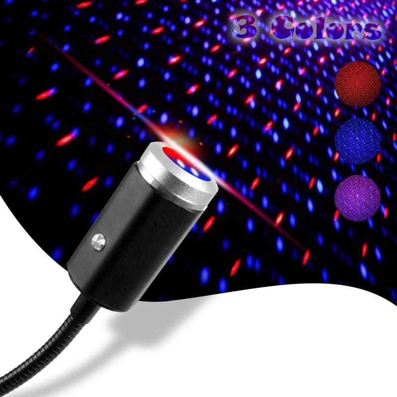 USB Star Night Light - 3 Colors & 7 Modes, Portable Adjustable Decor for Bedroom, Party & Car Interior, Easy Plug & Play!