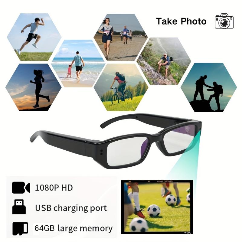 [Fast Arrival] HD 1080P Smart Camera Glasses - Portable Mini Cam for Sports, Cycling & Presentations with 64GB Memory Card Included