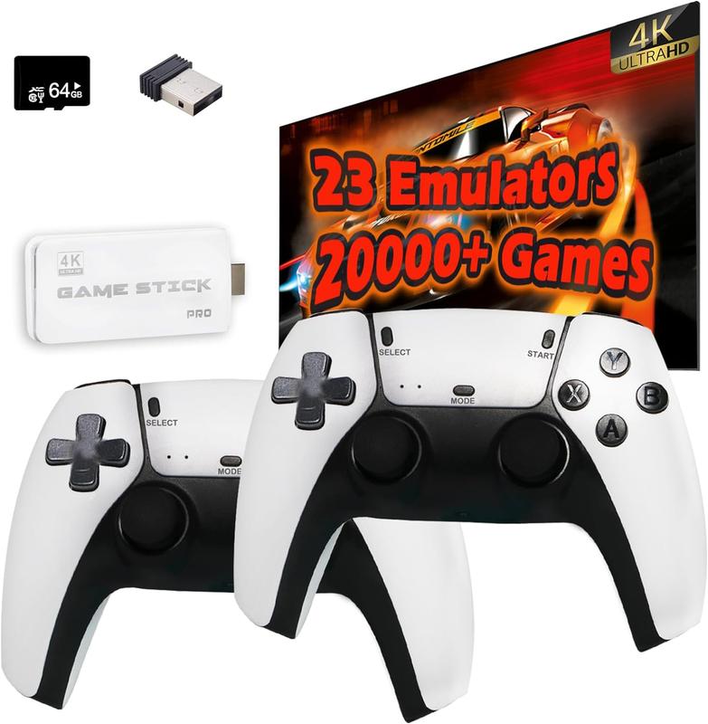 20000+ Games Wireless Retro Game4K HDMl Output Retro Video GameConsole - Plug and Play Video Games,Retro Game Stick 4K Game Stick,Built in 64G Cards