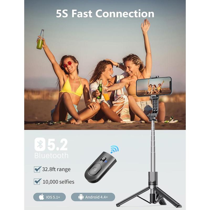 Selfie Stick Tripod with Light, 45'' Selfie Stick with Wireless Remote, Portable Phone Tripod Compatible with iPhone 15 Pro Max 15 14 Pro 14 13, Samsung S22  S23 Ultra Android Smartphone