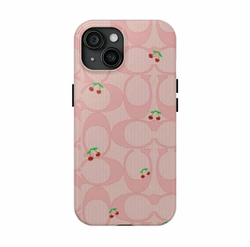 Luxury Cheries Phone Cases, Bow Coquette Cover Compatible With iPhone 8, X, Xs, Xr, 11, 12, 13, 14, 15 Pro, Mini, Plus, Pro Max, Pink Cases