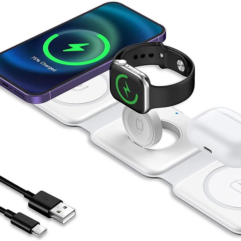 i33 Portable 3-in-1 Fast Wireless Charging Pad - Foldable, suitable for any wireless charging device, a must-have on the go, compatible with IPhone, Samsung, Huawei, Xiaomi and other wireless charging devices that support wireless charging.