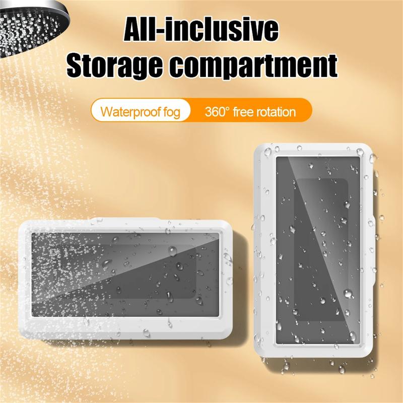 Shower Phone Holder Waterproof, 360° Rotatable Retractable & Adjustable Shower Phone Case, Self Adhesive Wall Mount Stand, Water Proof Anti Fog, Touch Screen Case for Phones Up to 7 inch