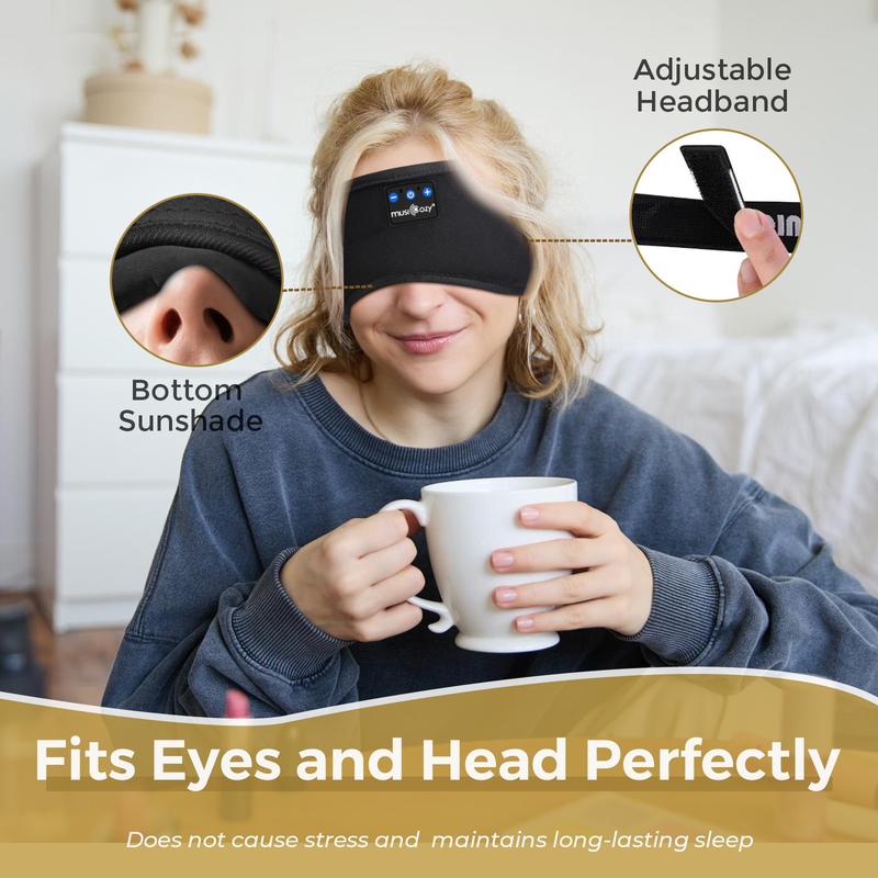 Black Friday Sale-Bluetooth Headband Sleeping Eye Mask For Women Men Earbuds Earphones for Side Sleepers Audio Adjustable Custom Stereo Velvet Headset