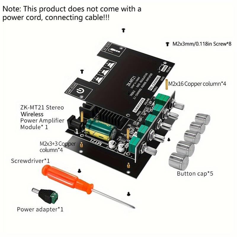 Wireless 5.0 Subwoofer Amplifier, 2.1 Channel Board, 50WX2+100W Power Audio Stereo Amplifier Board, DIY Wireless Speakers AMP Board