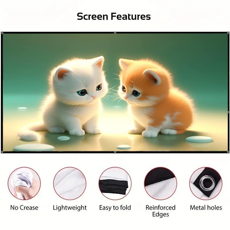 Portable Projector Screen, 1 Count 16:9 Foldable High Density Projector Screen, Indoor & Outdoor Projection Screen for Home Office