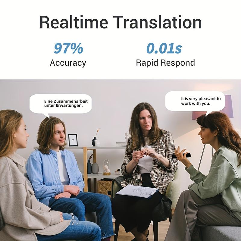 137-Language Instant Smart Voice Translator - Real-Time Bi-Directional Translation & APP Display, User-Friendly for Android iOS Device Owners, Ideal for Travel & Business