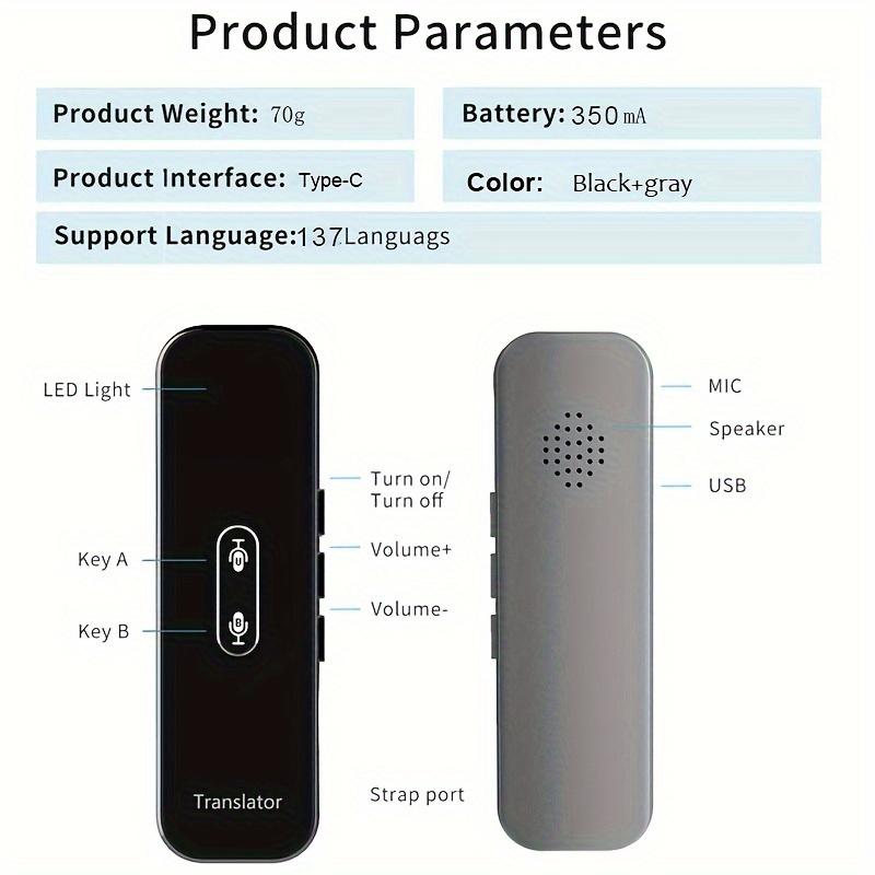 137-Language Instant Smart Voice Translator - Real-Time Bi-Directional Translation & APP Display, User-Friendly for Android iOS Device Owners, Ideal for Travel & Business