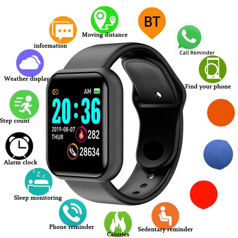 Smart Watch 116Plus D13 Y68 Sport Wristband Running Fitness Monitor Track Heart Rate Message Remind Men Smartwatch Woman Clock