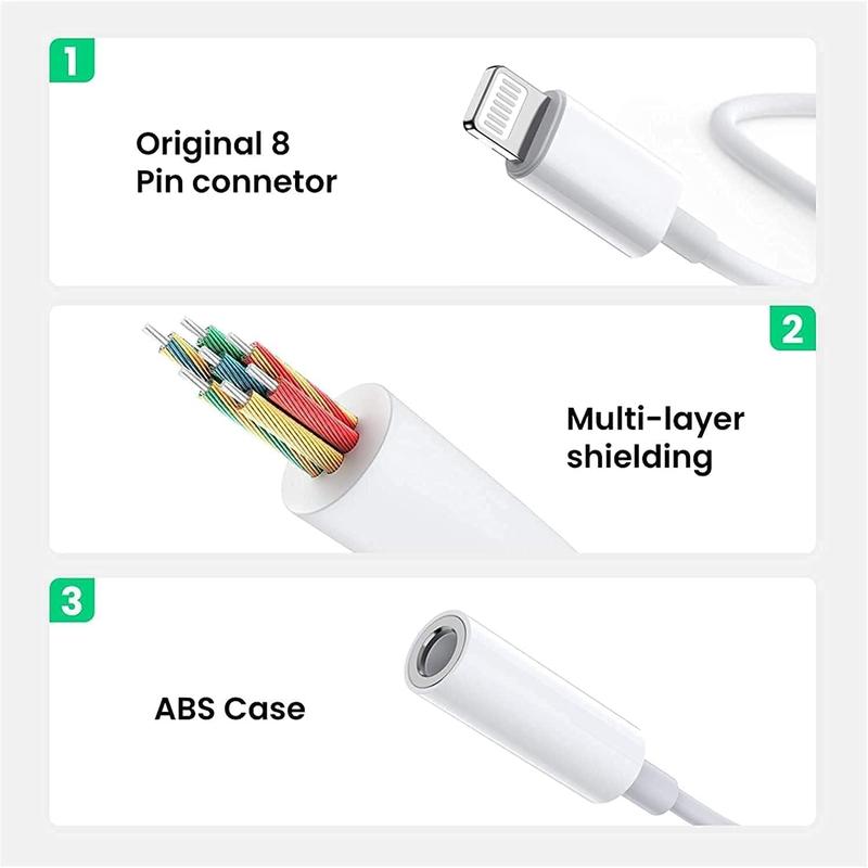 Apple MFi Certified 2 Pack Lightning to 3.5 mm Headphone Jack Adapter for iPhone, iPhone Aux Adapter Converter Dongle Audio Cable Compatible with iPhone 14 13 12 11 X XS 8 7