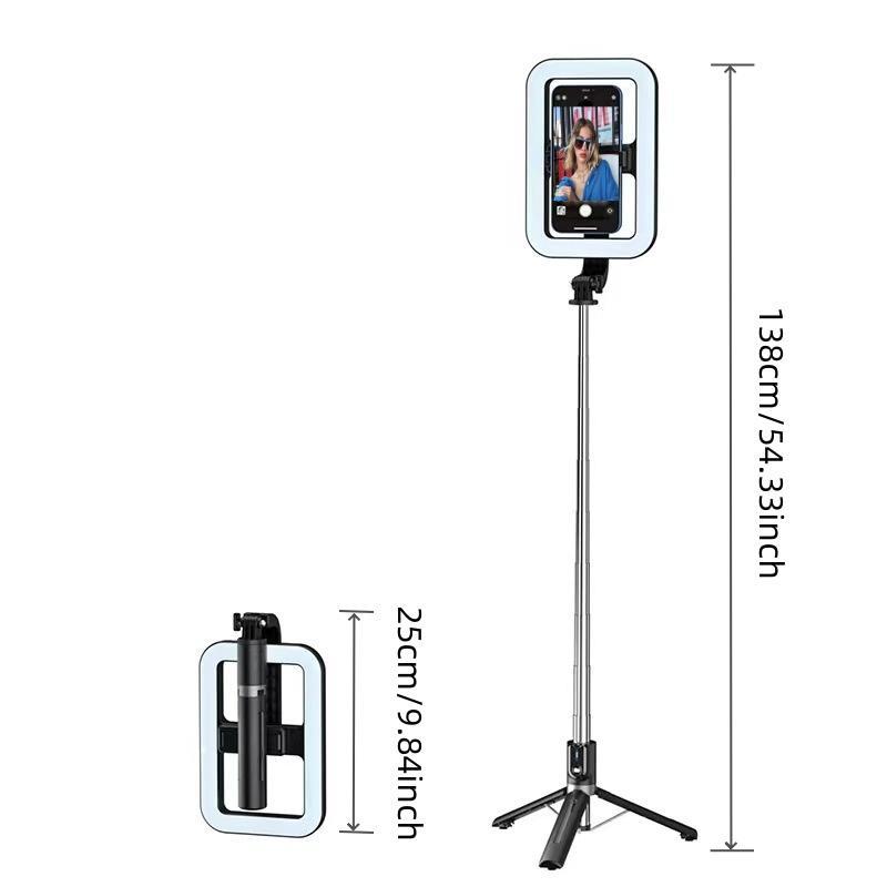 Portable Selfie Stick Tripod with Fill Light, 8 Inch Selfie Stick with BT Remote Control, Outdoor Live Streaming Tripod for iPhone, Selfie Accessories, Phone Accessories