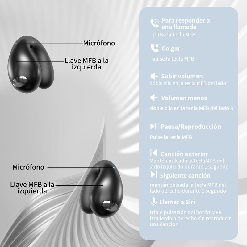 New S19 Bluetooth Headphones - Open-Ear Clip-On Wireless Headset, Sports Ear-Clip Type, Fast Pairing, True Wireless Stereo,bluetooth earbuds Plastic - Bone Silicone Audio Devices Microphone Mobile Chargeable Connection Electronic Noise Chargeable Charging