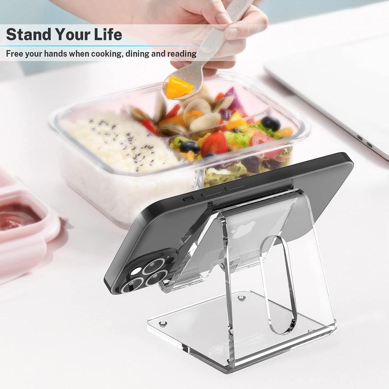 Acrylic Cell Phone Stand, Portable Clear Phone Stand for Desk, Compatible with Phone15 14 13 Pro Max Mini 12 11 Plus SE, Switch, Android Smartphone, Pad, Tablet, Desk Accessories