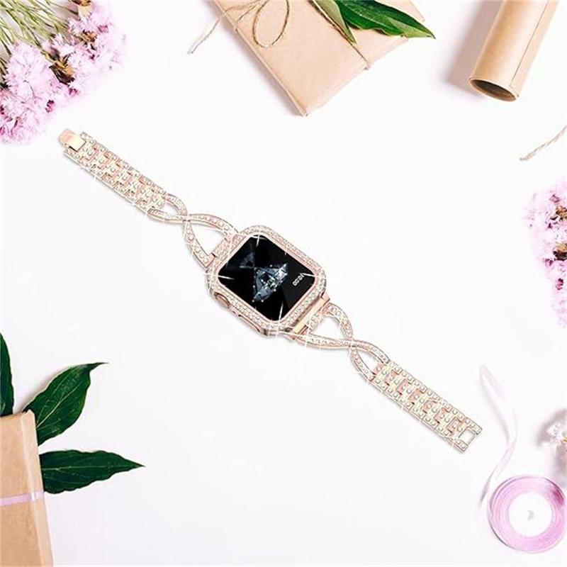 GIROUETTE Rhinestone Decor Watch Band, Fashionable Watch Band for Women, Watch Strap Compatible with iWatch Series 9 8 7 6 5 4 3 2, Smart Watch Accessories