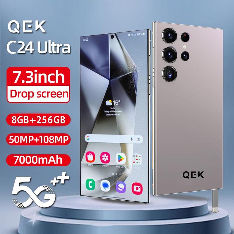 QEK C24 Ultra Unlocked Phone,5G smartphone with s Pen,6800mAh Batery,8G8 +256G8 Unlocked Phone with Full Netfix,6.8-inch FHD+ Display,48MP+72MP