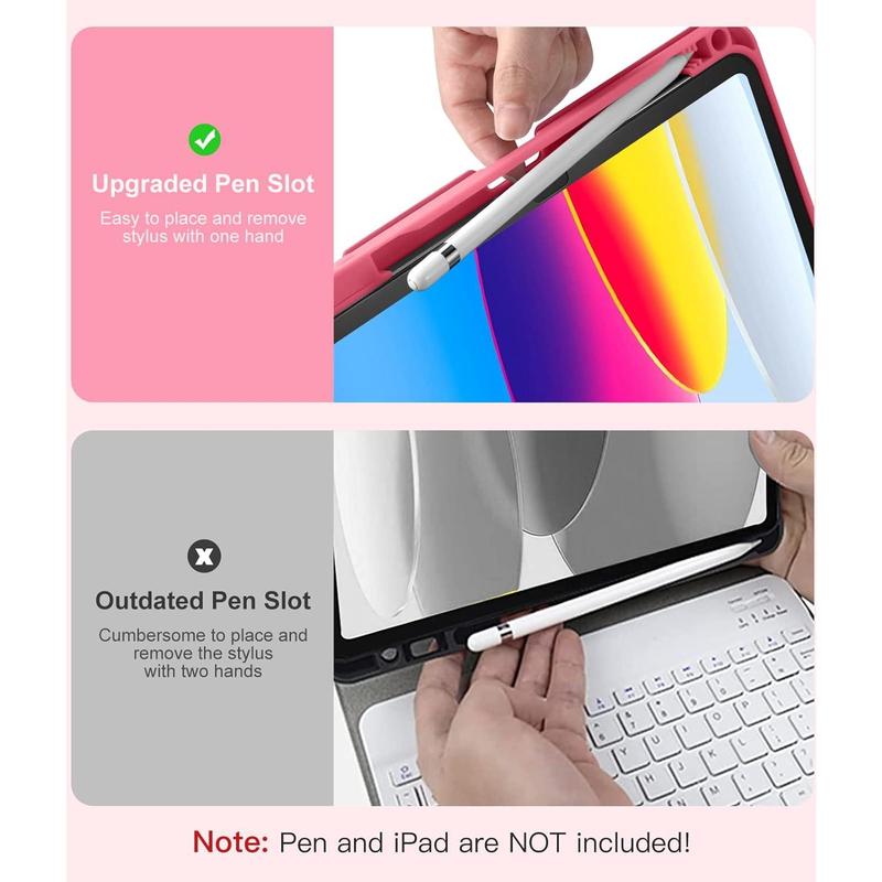 for iPad 10th Generation Case with Keyboard 10.9 Inch - 7 Colors Backlit  Detachable Folio Keyboard Cover with Pencil Holder for  iPad 10th Gen 2022 (Pink)