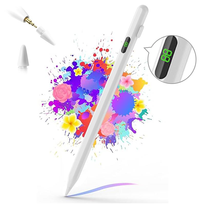 Stylus Pen for Touch Screen Smart Pen Pencil Compatible for iPad, Android Tablet Universal Rechargeable Stylus Pencil Upgrade Palm Rejection Precise Drawing & Writing (White)